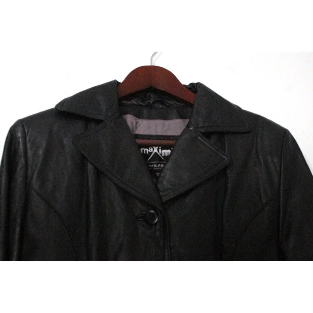 Wilsons Leather Soft‎ Leather Women's Small Black Maxima Coat Blazer Vintage Y2K